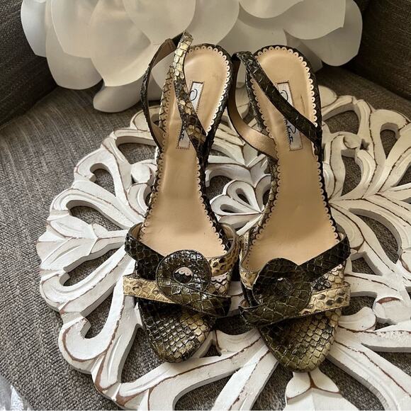 Oscar De La Renta Snake Skin Heels Shoes Women’s 40  US 9.5 - Picture 1 of 11